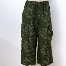 Y0465 UNIQLO ユニクロ メンズ ボトムス カーゴパンツ ハーフパンツ L グリーン 緑 カーキ 綿100% コットン 迷彩 ミリタリー サバゲー 夏_画像1