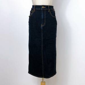 Y0405 美品 JEANASIS ジーナシス レディース ボトムス タイトスカート 膝丈 ロング丈 デニム Fサイズ フリーサイズ 綿 コットン カジュアル