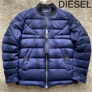 【未使用級】超極美品 DIESEL ディーゼル ダウンジャケット L-XL相当 ネイビー 袖ブレイブマン BIGSTAR 保温性抜群 【極暖】ロゴ 