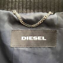 ディーゼル DIESEL 袖切替 ジップアップ ジャケット スタジャン ブルゾン ライダース L位 袖ゴートレザー 山羊革 ウール ニット ブラック _画像6