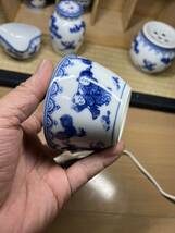 煎茶道具　煎茶揃い　セット　染付　在銘　唐子図　宝瓶　茶器 急須 _画像4