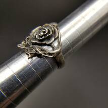 アールヌーヴォー 薔薇 彫刻 エレガント 925 シルバー ヴィンテージ リング 銀 指輪 立体ジュエリー 3D Rose バラ R13-C_画像10