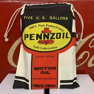 巾着袋／PENNZOIL ペンズオイル ペンズオイル シューズケース 上靴入れ マルチポーチ アメリカ雑貨 新入学 スクールバッグ 企業