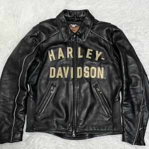 【良品】HARLEY DAVIDSON ハーレーダビッドソン 100周年 シングルライダース レザージャケット M 本革 ブラック ハーレーダビッドソン 1円