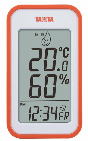 【特価商品】時計 カレンダー アラーム 温度 湿度 温湿度計 デジタル 壁掛け 卓上 マグネット タニタ オレンジ TT-559 