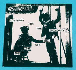 CONFUSE CONTEMPT FOR THE AUTHORITY, AND TAKE OFF THE LIE. 7インチ EP レコード F3E-6031 CONFUSE RECORDS 1985