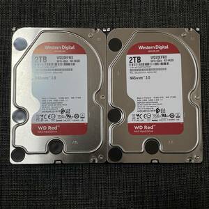  2台【正常・動作確認済】WD Red WD20EFRX 3.5 S-ATA(SATA) 2TB（2000GB）×2 計4TB ハードディスク HDD