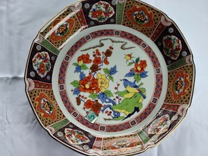  unused large plate ornament plate flowers and birds pattern Imari . Japanese-style tableware 30cm