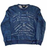 RRL Dobule RL Indigo-Dyed Cotton Sweatshirt S ダブルアールエル インディゴ ダイド スウェット ステンシル プリント_画像1