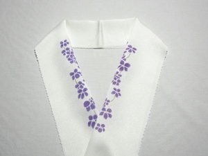 Art hand Auction ▼Pure silk Tango crepe half collar [violet flower] Hand-painted Yuzen dyeing ▼New, women's kimono, kimono, Japanese accessories, Half collar