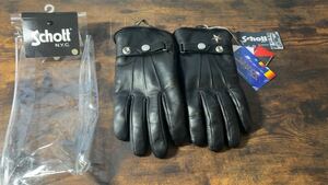 タイムセール! 使用少 良品 Schott 3149026 ONE STAR WINTERGLOVE ショット ワンスターウインターグローブ 手袋 薄手 Lサイズ ブラック