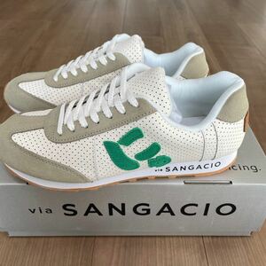 未使用　新品　SANGACIO　サンガッチョ　にゅ〜ずMOM　GREEN　スニーカー　靴　26.5cm　ホワイト×グリーン　スエード革