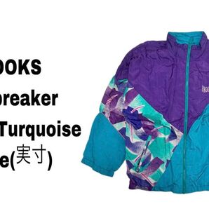 BROOKS ウィンドブレーカー ナイロンジャケット パープル ターコイズ M 古着