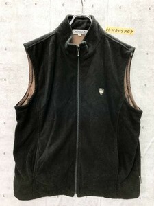 HONMA ホンマ メンズ ワンポイト刺繍入り 裏メッシュ ジップアップ ベスト スポーティー 黒 ブラック L