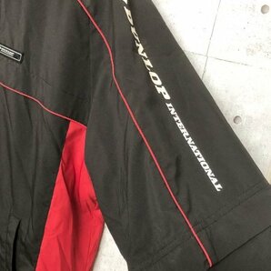 DUNLOP ダンロップ ラバーロゴ付き 袖2way 薄手 ジップジャケット 羽織り 黒 ブラック 赤 レッド Mの画像3