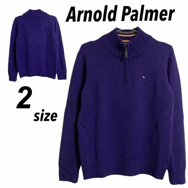 Arnold Palmer アーノルド パーマー メンズ ニット 2 ハーフジップ セーター パープル系(p017)