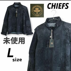 未使用 CHIEFS メンズ コンバットシャツ 長袖 カモフラ L 総柄 ブラック系