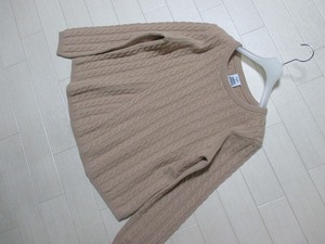 シップス*SHIPS　カシミヤ混ケーブル編みニットセーター　HAMILTON LAMBSWOOL　ハミルトンラムウール