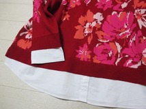 大きいサイズXL　未使用/ISSAC MIZRAHI LIVE　花柄チュニックニットプルオーバー/袖口裾シャツ付き　_画像5