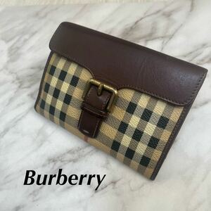 バーバリー Burberry コンパクト財布　ノバチェック　ベージュチェック　二つ折り財布　