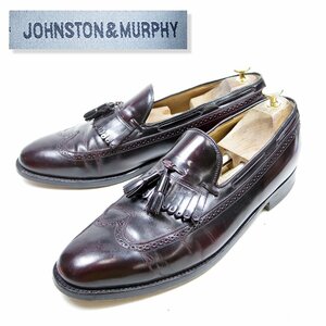 11-1/2D表記　29.5cm相当　Johnston&Murphy　ジョンストン＆マーフィー　キルトタッセルローファー　ドレスシューズ　革靴　ワイン/U9587