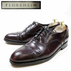 9D表記　Florsheim フローシャイム　ストレートチップ　キャップトゥ　革靴　レザー　ドレスシューズ　バーガンディ　24.1.15/U9906