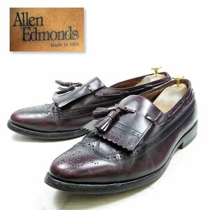 11 1/2D表記 29.5cm相当 Allen Edmonds Arlington アレンエドモンズ キルトタッセルローファー 穴飾り ワインレッド USA製/24.1.22/P36