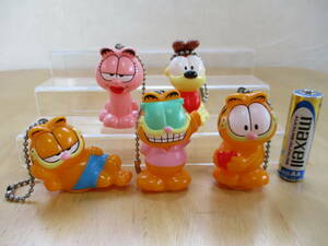 希少☆当時物 1996 セガ Garfield ガーフィールド ソフビ 人形 キーチェーン キーホルダー 5種セット 昭和 レトロ フィギュア