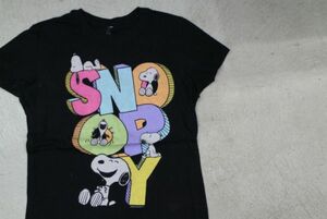 【古着レア美品LADY'SスヌーピーPEANUTSキャラクター Tシャツ黒L】SNOOPYピーナッツチャーリーブラウンキャラクター