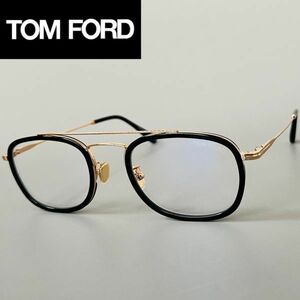 【1円スタート】メガネ トムフォード メンズ レディース アジアンフィット TOM FORD ブラック ゴールド ツーブリッジ ブルーライトカット