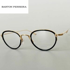 【1円スタート】バートンペレイラ メガネ BARTON PERREIRA メンズ レディース オーバル チタン 日本製 国産 ブラック ゴールド AINO 黒 金