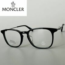 メガネ◆MONCLER◆モンクレール ウェリントン メンズ レディース アジアンフィット【新品】ブラック グレー 黒 灰 眼鏡 メタル アセテート_画像1