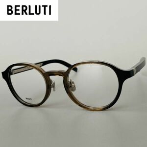 メガネ■BERLUTI■ベルルッティ オーバル メンズ ブラウン ブラック【新品】日本製 国産 黒 茶色 グラデーション アセテート セル 眼鏡