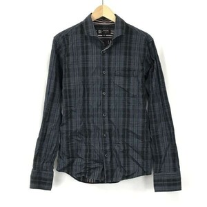 MK MICHEL KLEIN* long sleeve shirt jacket [46/ men's S/ navy blue × black / check pattern ]*BG253