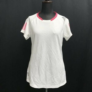 アディダス/adidas★Climalite/ランニング/ウォーキング/Tシャツ【OT/レディースLL/白/white/pink】吸汗/透湿/速乾/Tops/Shirts◆BH365