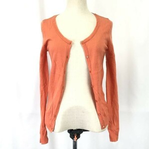 日本製★ビームス ライツ/BEAMS LIGHTS★100％ウール/薄手カーディガン【レディースXS/オレンジ系/orange】丸首/Tops/cardigan◆BH376