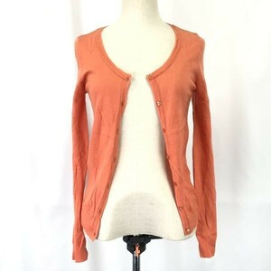 日本製★ビームス ライツ/BEAMS LIGHTS★100％ウール/薄手カーディガン【レディースXS/オレンジ系/orange】丸首/Tops/cardigan◆BH376