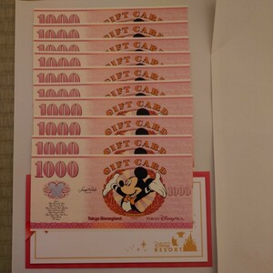 ディズニーリゾートギフトカード　１００００円