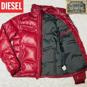 極暖■大きいサイズ/XL■DIESEL ディーゼル ダウンジャケット ライダース バイカー アウター M ブルゾン MA-1 軽量 リアルダウン 撥水 赤LL