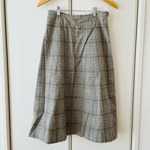 F9237cE アメリカ製 PENDLETON ペンドルトン チェックスカート ベージュ×グレー レディース サイズ10 (M位) 台形スカート ウールスカート_画像1