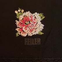 G519EE 日本製 FEILER フェイラー ストール ブラック 花 刺繍 フラワー ウール100% 襟巻き お出かけ_画像3