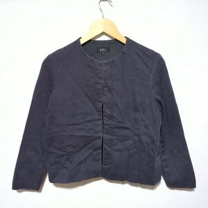 F9580AE A.P.C アーペーセー ジャケット チャコール レディース サイズM コットンジャケット ノーカラージャケット ホック 古着