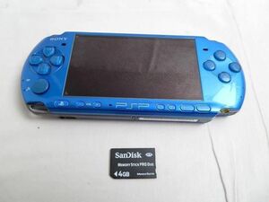 【同梱可】中古品 ゲーム PSP 本体 PSP3000 バイブラント・ブルー 動作品 初期化済み バッテリーなし 4GB メモリーカ