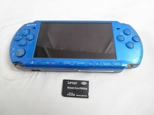 【同梱可】中古品 ゲーム PSP 本体 PSP3000 バイブラント・ブルー 動作品 初期化済み 512MBメモリーカード付き バッ