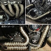 サーモバンテージ 10m 5cm幅 チタニウム 耐熱温度1200℃ バンテージ バイクマフラー ステンレスバンド付/14χ_画像4