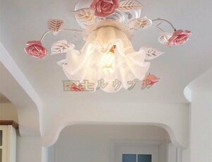美品★ 玄関 ベランダ灯 室内装飾 天井照明器具 花柄 ローズステンド