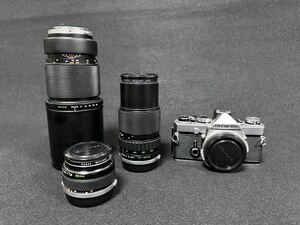 OLYMPUS OM-1一眼 フィルムカメラ レンズ 三本セット　レンズ 35mm 75mm-150mm 300mm 動作未確認ジャンク扱い KA-10