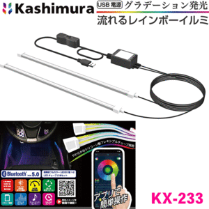カシムラ製 レインボーイルミ KX-233 アプリで操作するUSB電源のLEDイルミ スマホで操作可能 発光色/発光パターン213種類　