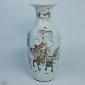 清朝期　唐子紋瓶　唐物　中国美術　a01151