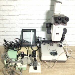 1611【通電確認済】Nikon ニコン システム実体顕微鏡 SMZ-U ZOOM1:10 ファイバ照明装置 付属品多数 検査 研究 測定器